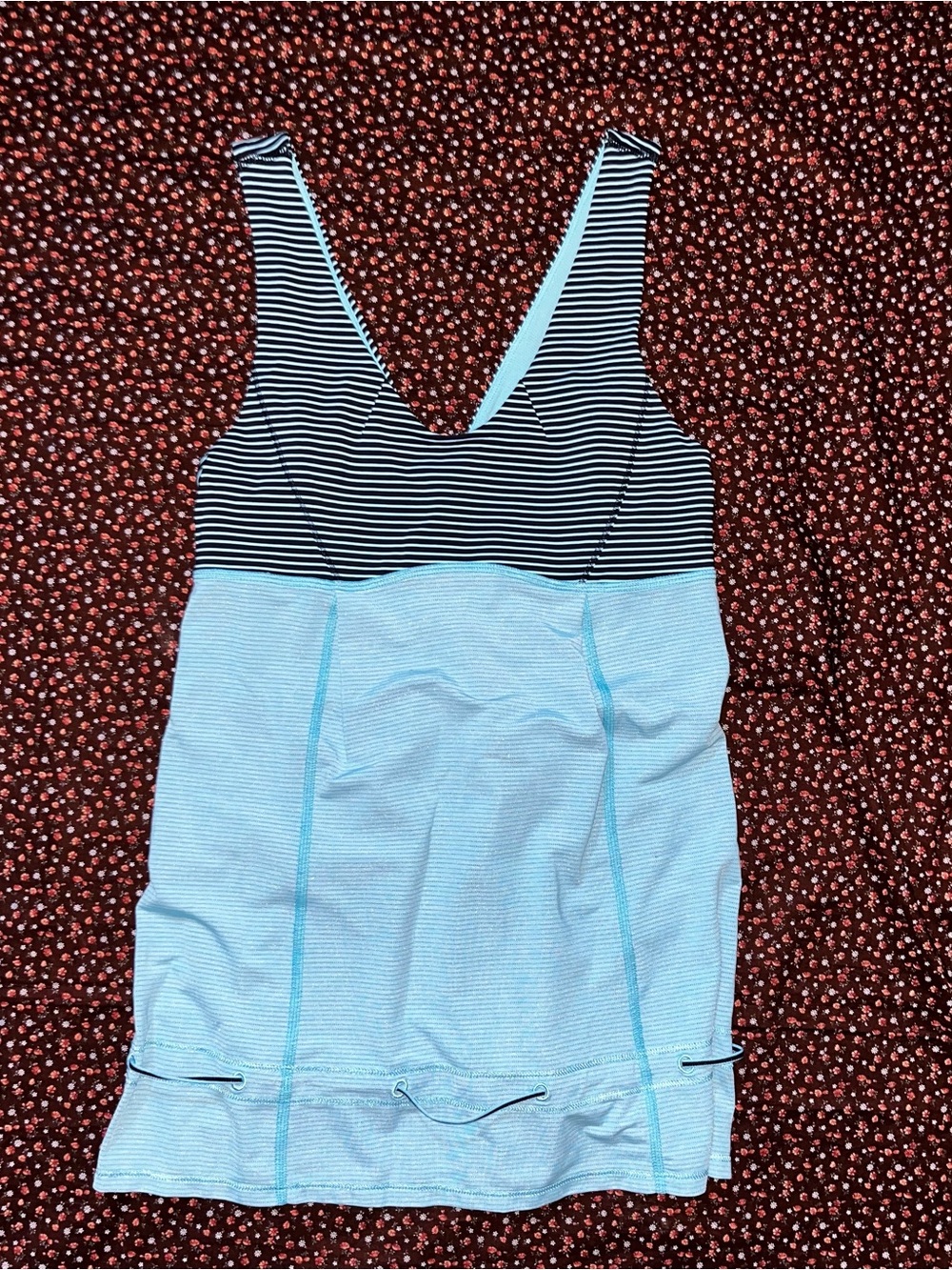 lululemon athletica Black & Light Blue Striped Swim One Piece